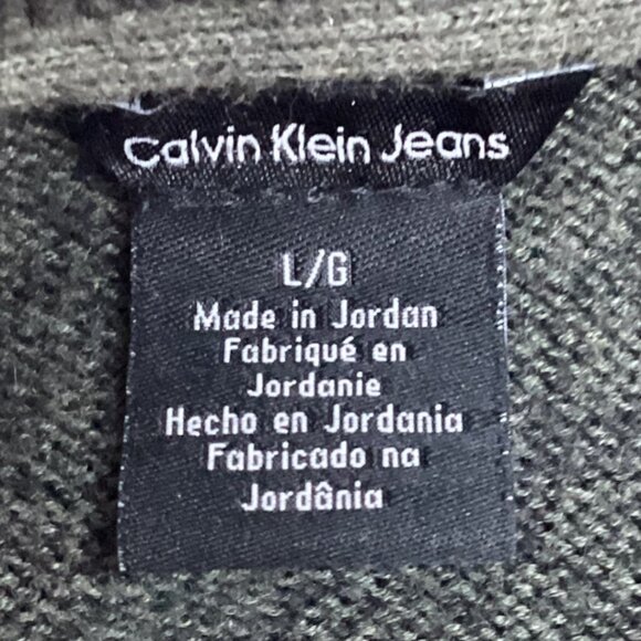Calvin Klein Jeans Green 1/4 Zip Sweater Men's Size Large Cotton Blend - Picture 3 of 7
